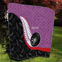 Personalised Aotearoa Lawn Bowls Quilt Maori and Silver Fern Sporty Style Pink Color - Polynesian Pride