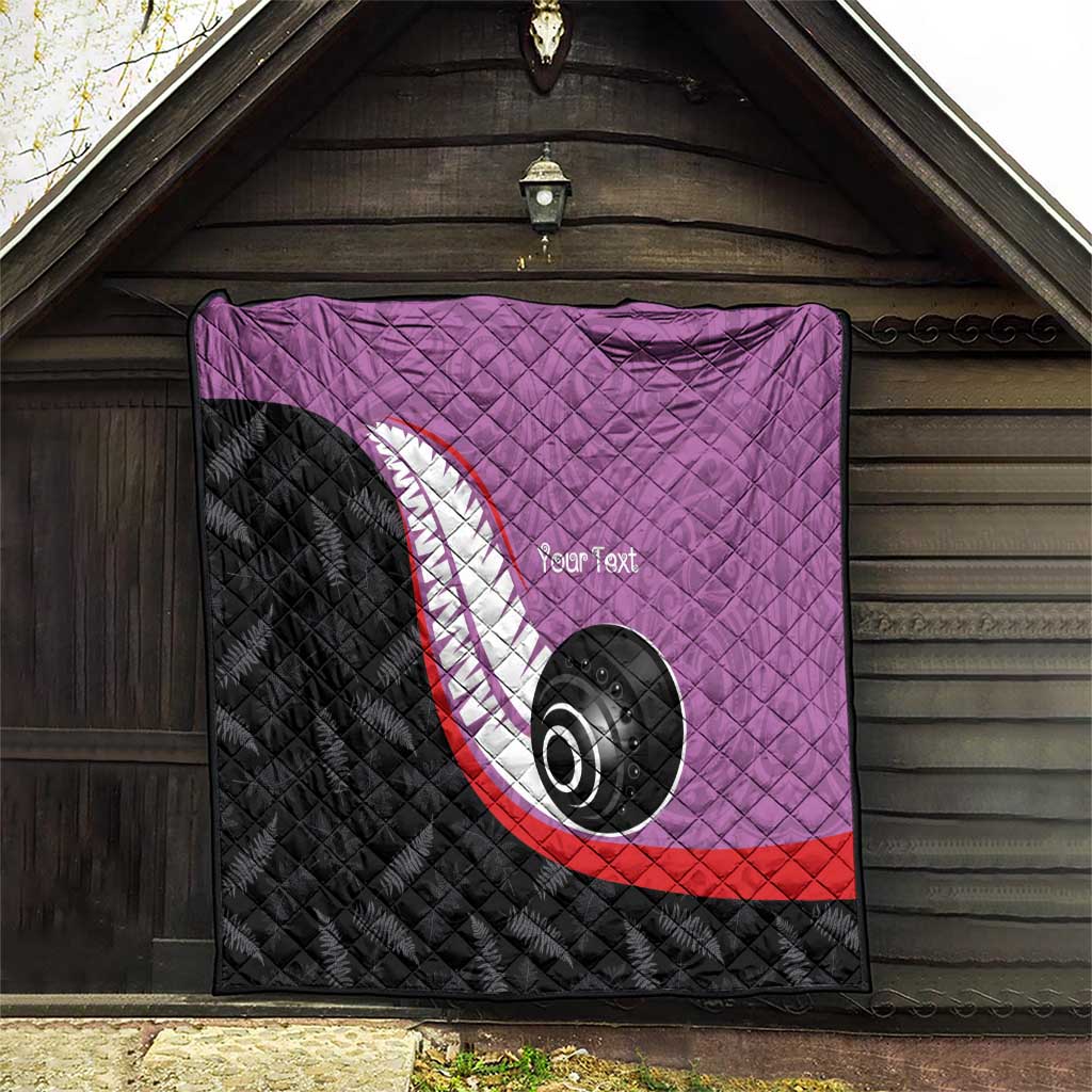 Personalised Aotearoa Lawn Bowls Quilt Maori and Silver Fern Sporty Style Pink Color - Polynesian Pride