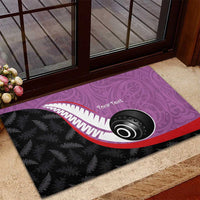 Personalised Aotearoa Lawn Bowls Rubber Doormat Maori and Silver Fern Sporty Style Pink Color - Polynesian Pride