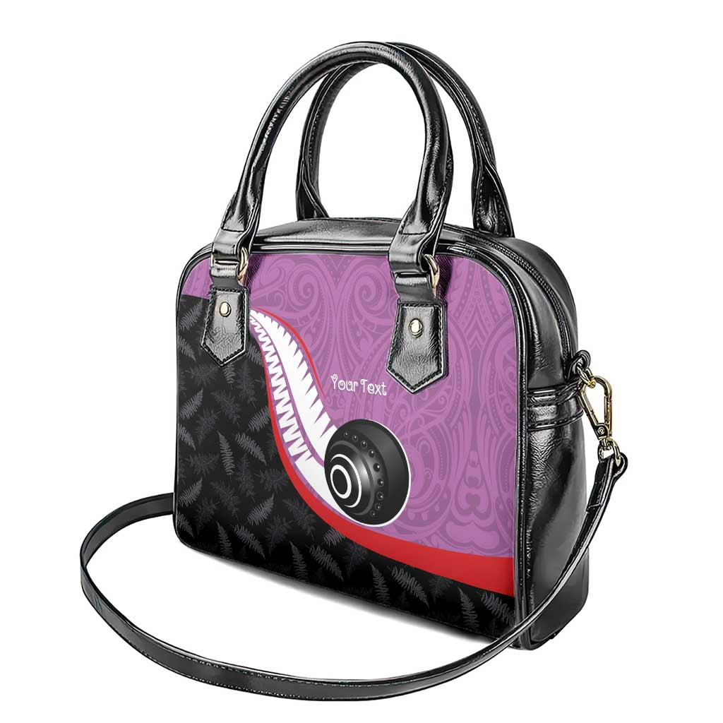 Personalised Aotearoa Lawn Bowls Shoulder Handbag Maori and Silver Fern Sporty Style Pink Color - Polynesian Pride