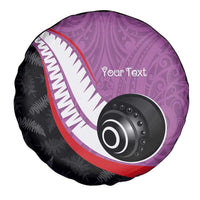 Personalised Aotearoa Lawn Bowls Spare Tire Cover Maori and Silver Fern Sporty Style Pink Color - Polynesian Pride