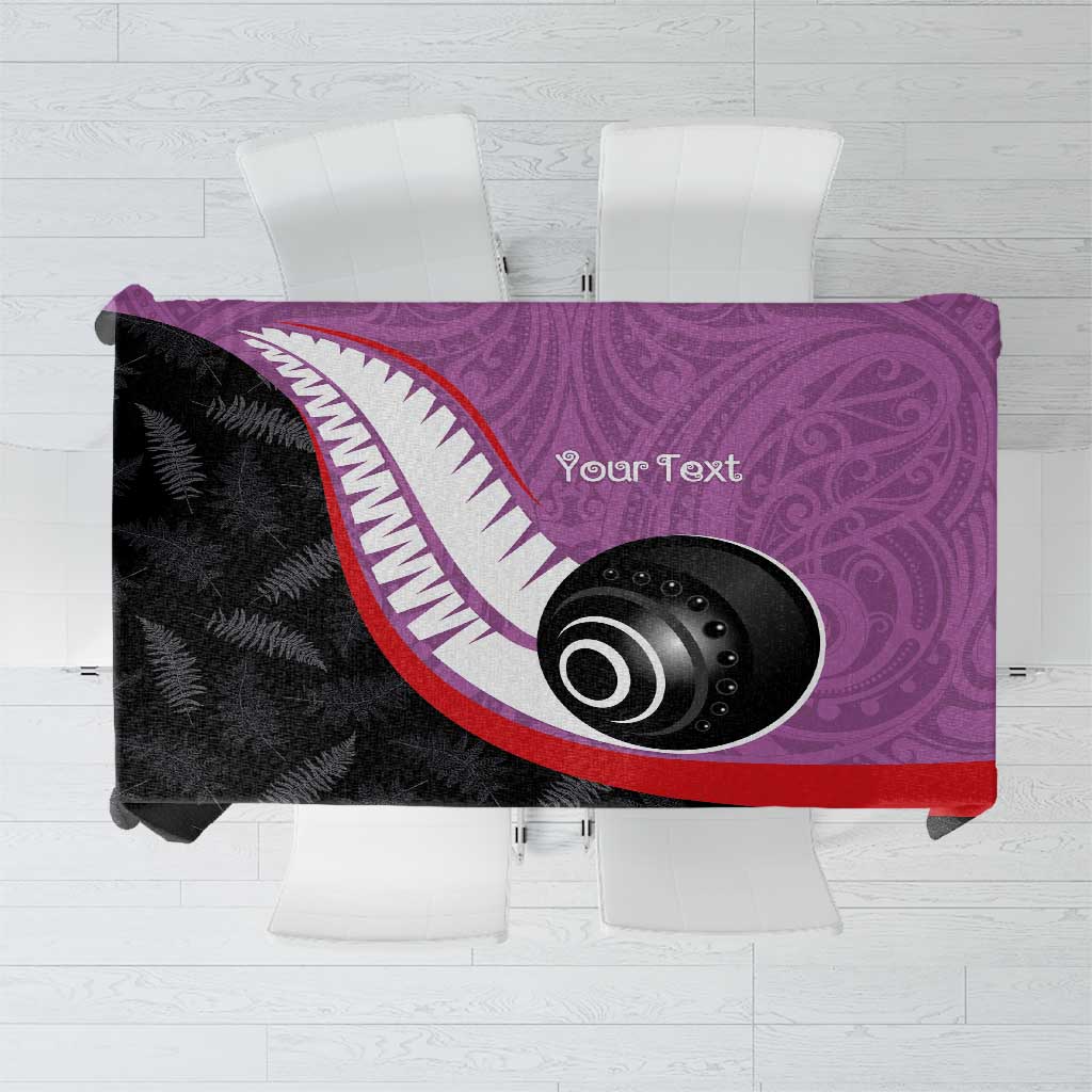Personalised Aotearoa Lawn Bowls Tablecloth Maori and Silver Fern Sporty Style Pink Color LT03 Pink - Polynesian Pride