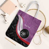 Personalised Aotearoa Lawn Bowls Tote Bag Maori and Silver Fern Sporty Style Pink Color - Polynesian Pride