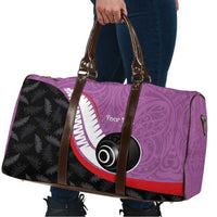 Personalised Aotearoa Lawn Bowls Travel Bag Maori and Silver Fern Sporty Style Pink Color - Polynesian Pride