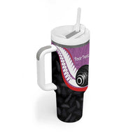 Personalised Aotearoa Lawn Bowls Tumbler With Handle Maori and Silver Fern Sporty Style Pink Color - Polynesian Pride