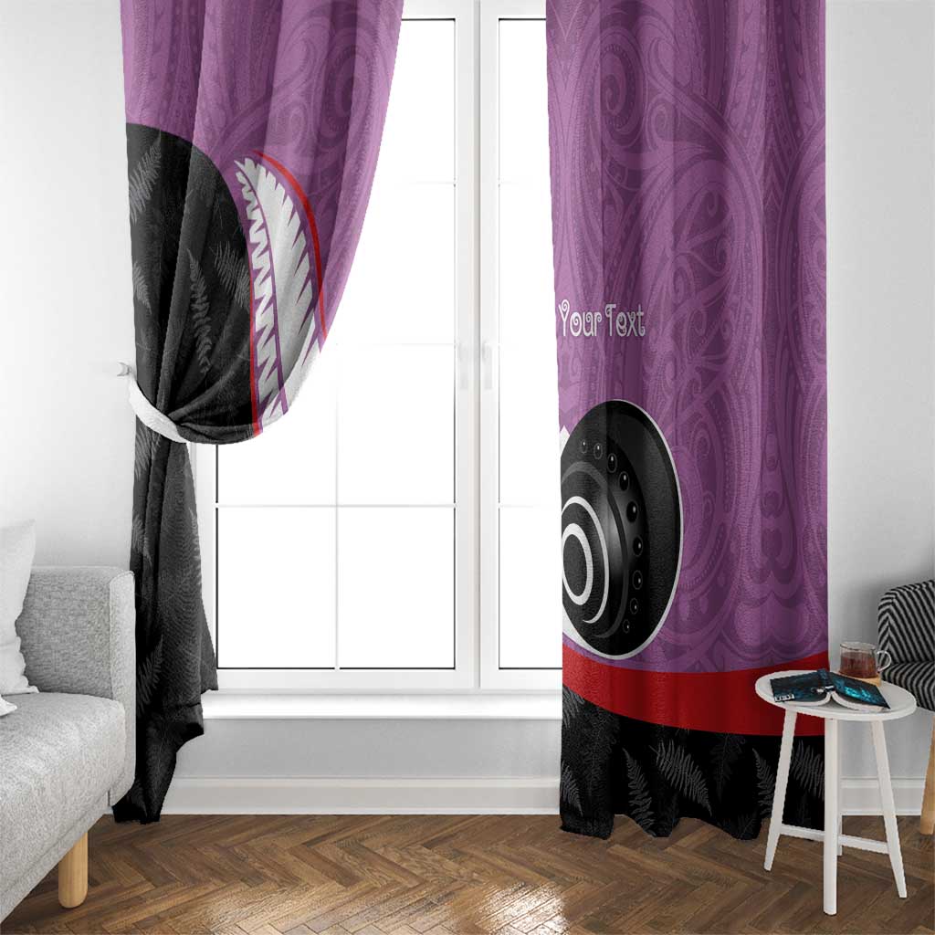 Personalised Aotearoa Lawn Bowls Window Curtain Maori and Silver Fern Sporty Style Pink Color - Polynesian Pride