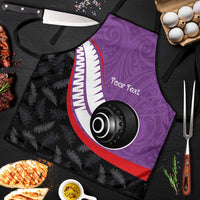 Personalised Aotearoa Lawn Bowls Apron Maori and Silver Fern Sporty Style Purple Color LT03 Purple - Polynesian Pride