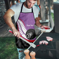 Personalised Aotearoa Lawn Bowls Apron Maori and Silver Fern Sporty Style Purple Color LT03 - Polynesian Pride