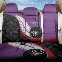 Personalised Aotearoa Lawn Bowls Back Car Seat Cover Maori and Silver Fern Sporty Style Purple Color - Polynesian Pride