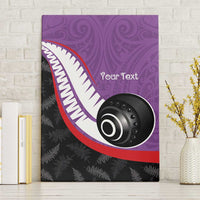 Personalised Aotearoa Lawn Bowls Canvas Wall Art Maori and Silver Fern Sporty Style Purple Color - Polynesian Pride