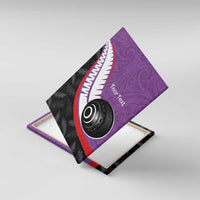 Personalised Aotearoa Lawn Bowls Canvas Wall Art Maori and Silver Fern Sporty Style Purple Color - Polynesian Pride