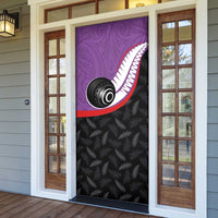 Aotearoa Lawn Bowls Door Cover Maori and Silver Fern Sporty Style Purple Color - Polynesian Pride