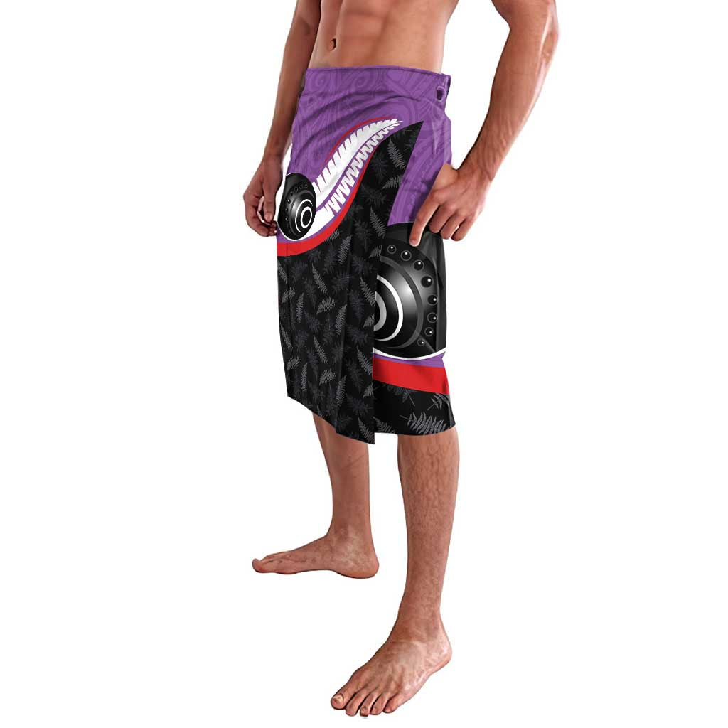 Aotearoa Lawn Bowls Lavalava Maori and Silver Fern Sporty Style Purple Color - Polynesian Pride