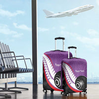 Personalised Aotearoa Lawn Bowls Luggage Cover Maori and Silver Fern Sporty Style Purple Color - Polynesian Pride