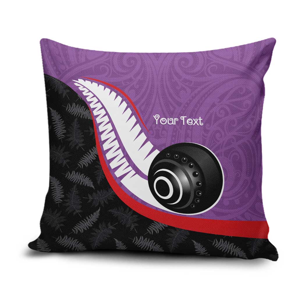 Personalised Aotearoa Lawn Bowls Pillow Cover Maori and Silver Fern Sporty Style Purple Color LT03 Purple - Polynesian Pride