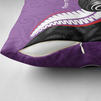 Personalised Aotearoa Lawn Bowls Pillow Cover Maori and Silver Fern Sporty Style Purple Color - Polynesian Pride