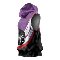 Personalised Aotearoa Lawn Bowls Sleeveless Hoodie Maori and Silver Fern Sporty Style Purple Color - Polynesian Pride