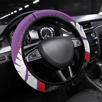 Aotearoa Lawn Bowls Steering Wheel Cover Maori and Silver Fern Sporty Style Purple Color - Polynesian Pride