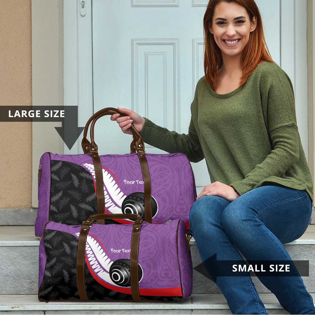 Personalised Aotearoa Lawn Bowls Travel Bag Maori and Silver Fern Sporty Style Purple Color - Polynesian Pride