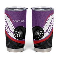 Personalised Aotearoa Lawn Bowls Tumbler Cup Maori and Silver Fern Sporty Style Purple Color - Polynesian Pride