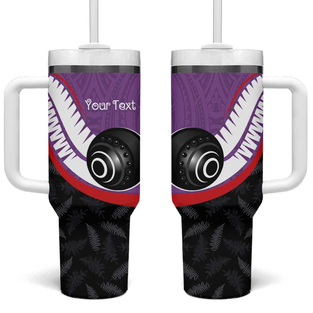 Personalised Aotearoa Lawn Bowls Tumbler With Handle Maori and Silver Fern Sporty Style Purple Color LT03 One Size: 40 oz Purple - Polynesian Pride
