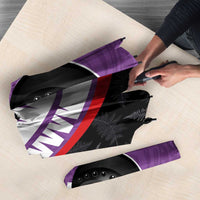 Personalised Aotearoa Lawn Bowls Umbrella Maori and Silver Fern Sporty Style Purple Color - Polynesian Pride