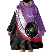 Personalised Aotearoa Lawn Bowls Wearable Blanket Hoodie Maori and Silver Fern Sporty Style Purple Color - Polynesian Pride