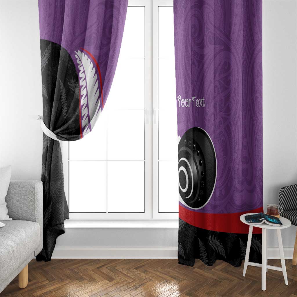 Personalised Aotearoa Lawn Bowls Window Curtain Maori and Silver Fern Sporty Style Purple Color - Polynesian Pride