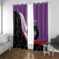 Personalised Aotearoa Lawn Bowls Window Curtain Maori and Silver Fern Sporty Style Purple Color - Polynesian Pride
