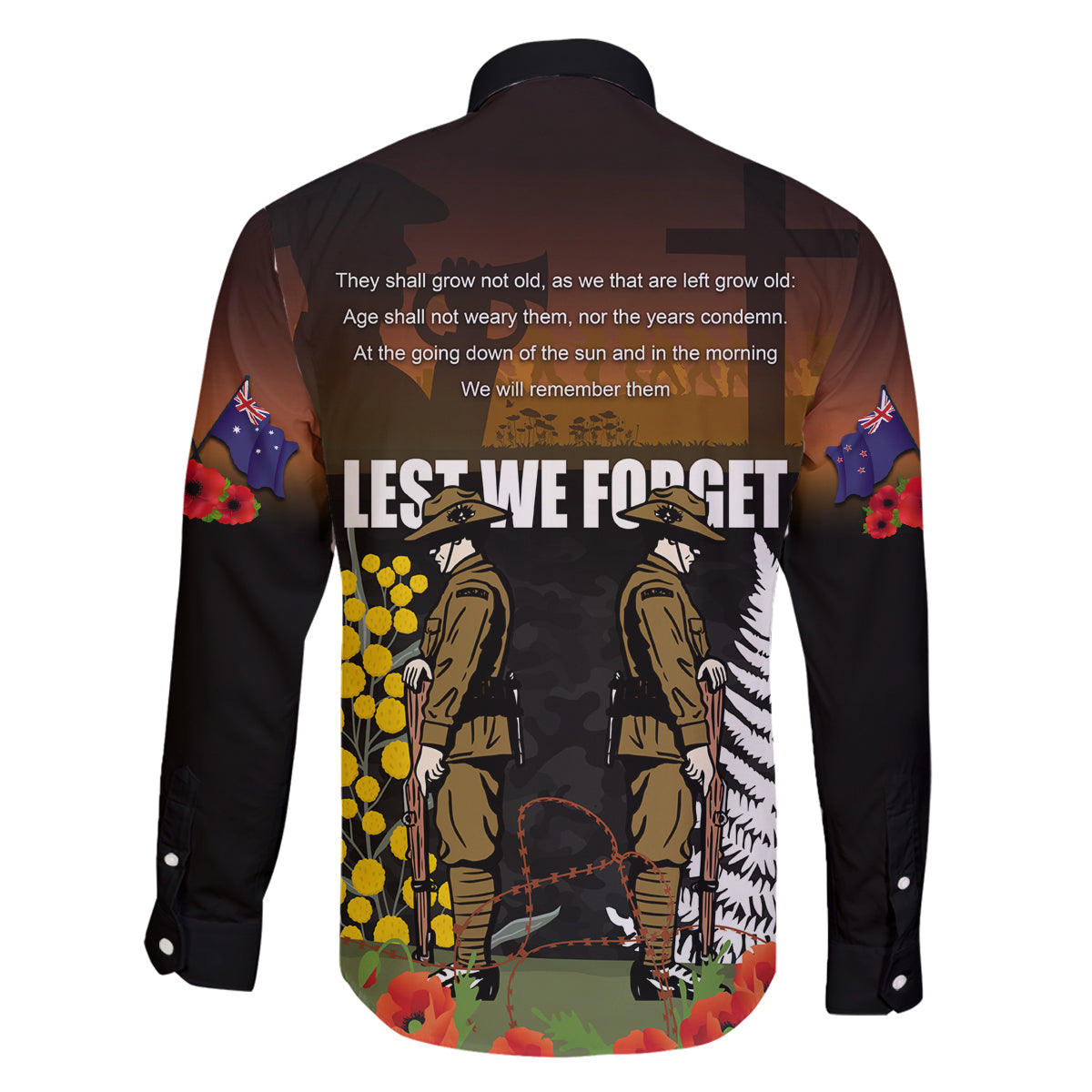 New Zealand and Australia ANZAC Day Family Matching Off Shoulder Maxi Dress and Hawaiian Shirt Soldier and Last Post Camouflage Pattern LT03 - Polynesian Pride