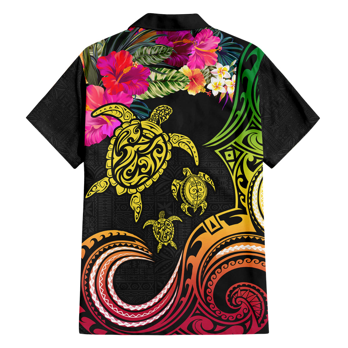 Hawaii Turtle Day Family Matching Long Sleeve Bodycon Dress and Hawaiian Shirt Polynesian Tattoo and Hibiscus Flowers LT03 - Polynesian Pride