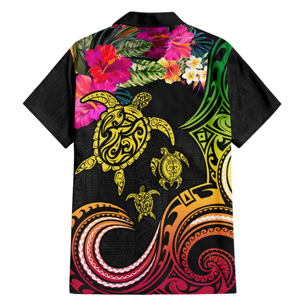 Hawaii Turtle Day Family Matching Short Sleeve Bodycon Dress and Hawaiian Shirt Polynesian Tattoo and Hibiscus Flowers LT03 - Polynesian Pride