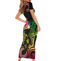 Hawaii Turtle Day Family Matching Short Sleeve Bodycon Dress and Hawaiian Shirt Polynesian Tattoo and Hibiscus Flowers LT03 - Polynesian Pride
