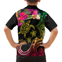 Hawaii Turtle Day Family Matching Tank Maxi Dress and Hawaiian Shirt Polynesian Tattoo and Hibiscus Flowers LT03 - Polynesian Pride