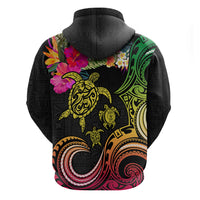 Hawaii Turtle Day Hoodie Polynesian Tattoo and Hibiscus Flowers