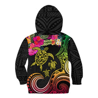 Hawaii Turtle Day Kid Hoodie Polynesian Tattoo and Hibiscus Flowers