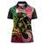 Hawaii Turtle Day Women Polo Shirt Polynesian Tattoo and Hibiscus Flowers