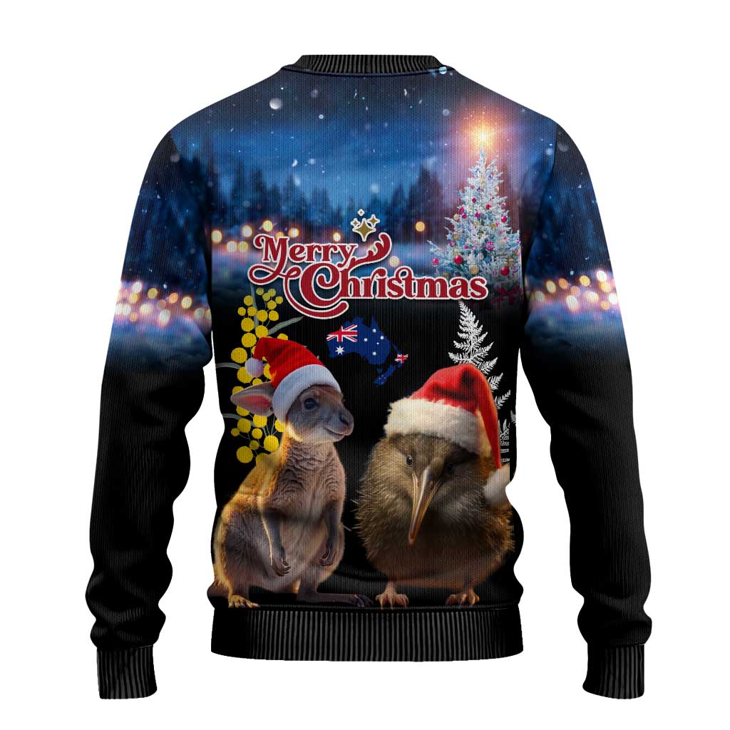 New Zealand and Australia Merry Christmas Ugly Christmas Sweater Kiwi Bird and Kangaroo Xmas Vibe