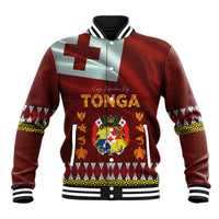 Tonga Independence Day Baseball Jacket National Flag and Emblem with Ngatu Art Pattern
