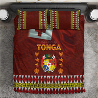 Tonga Independence Day Bedding Set National Flag and Emblem with Ngatu Art Pattern