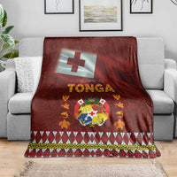 Tonga Independence Day Blanket National Flag and Emblem with Ngatu Art Pattern