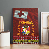 Tonga Independence Day Canvas Wall Art National Flag and Emblem with Ngatu Art Pattern