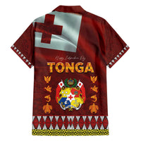 Tonga Independence Day Family Matching Long Sleeve Bodycon Dress and Hawaiian Shirt National Flag and Emblem with Ngatu Art Pattern
