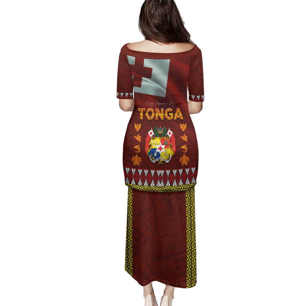 Tonga Independence Day Family Matching Puletasi and Hawaiian Shirt National Flag and Emblem with Ngatu Art Pattern