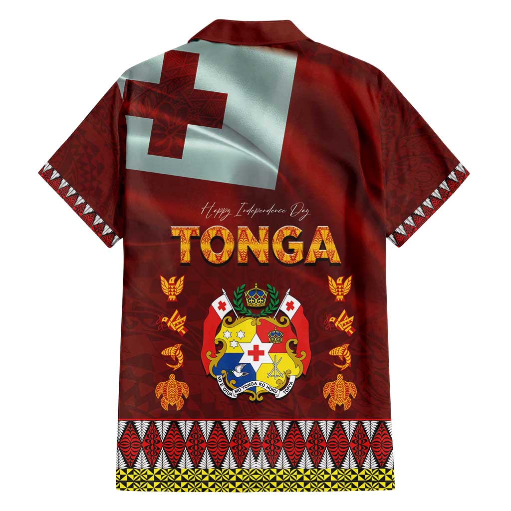 Tonga Independence Day Family Matching Tank Maxi Dress and Hawaiian Shirt National Flag and Emblem with Ngatu Art Pattern