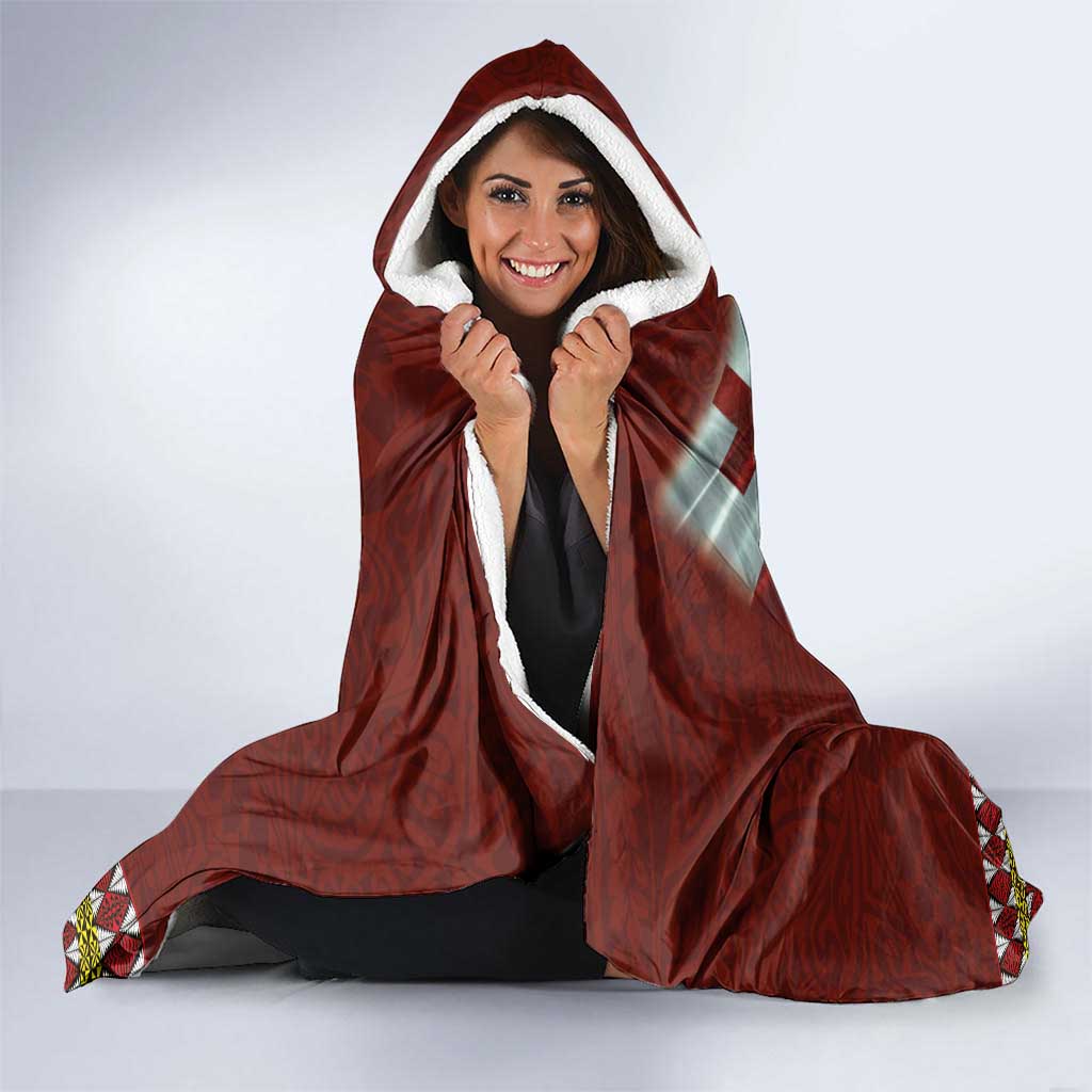 Tonga Independence Day Hooded Blanket National Flag and Emblem with Ngatu Art Pattern