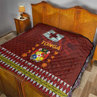 Tonga Independence Day Quilt National Flag and Emblem with Ngatu Art Pattern