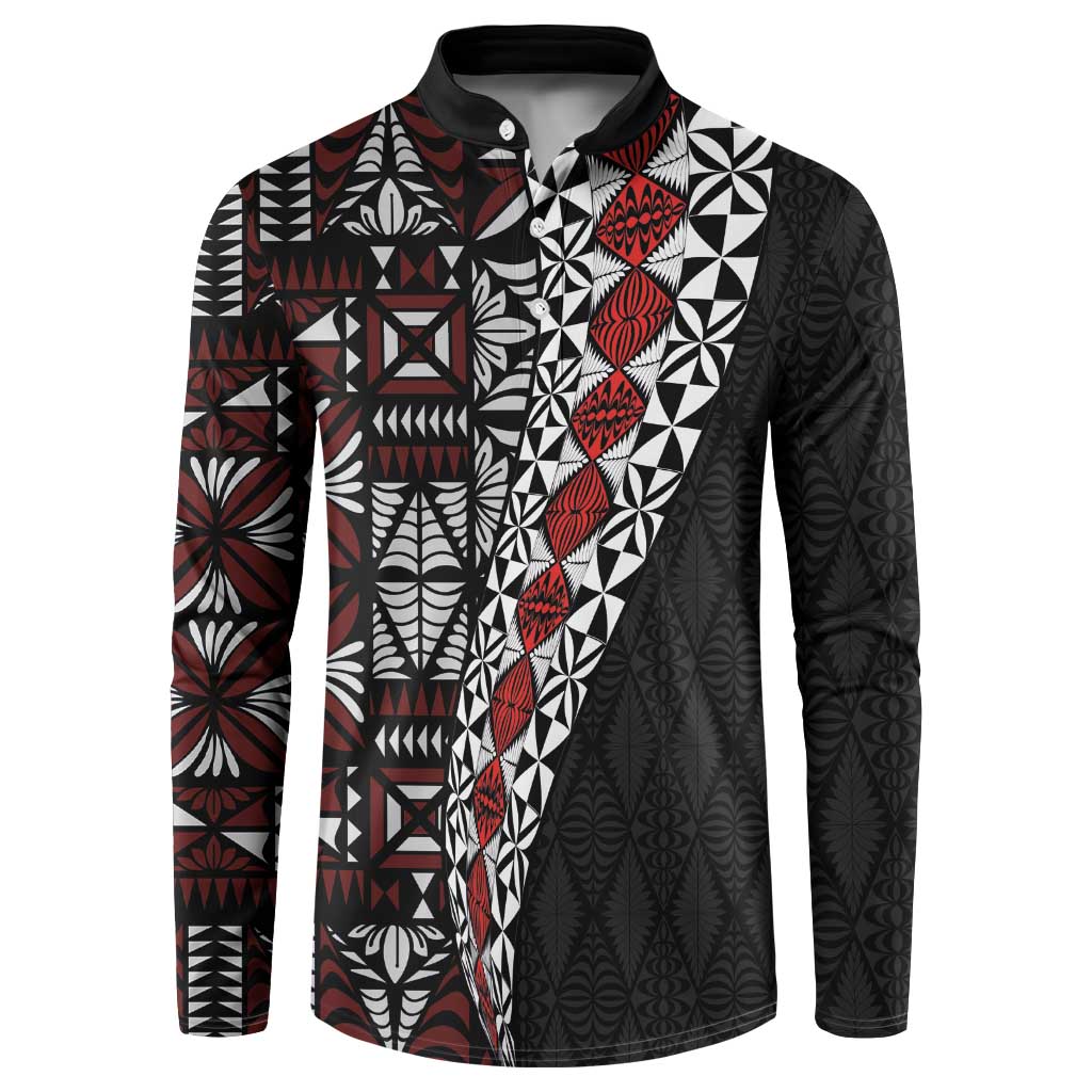 Tonga Ngatu Art Tattoo Polynesian Button Sweatshirt