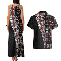 Tonga Ngatu Art Tattoo Polynesian Couples Matching Tank Maxi Dress and Hawaiian Shirt