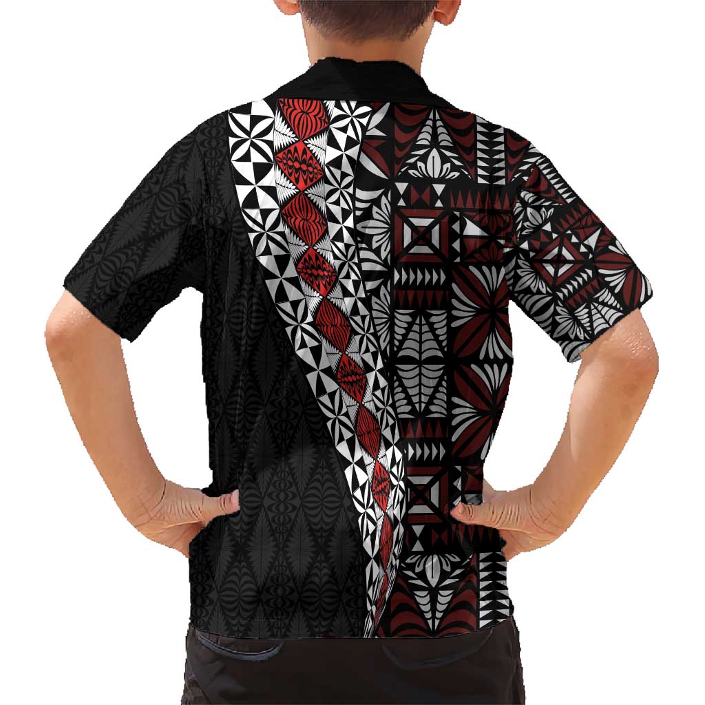 Tonga Ngatu Art Tattoo Polynesian Family Matching Short Sleeve Bodycon Dress and Hawaiian Shirt